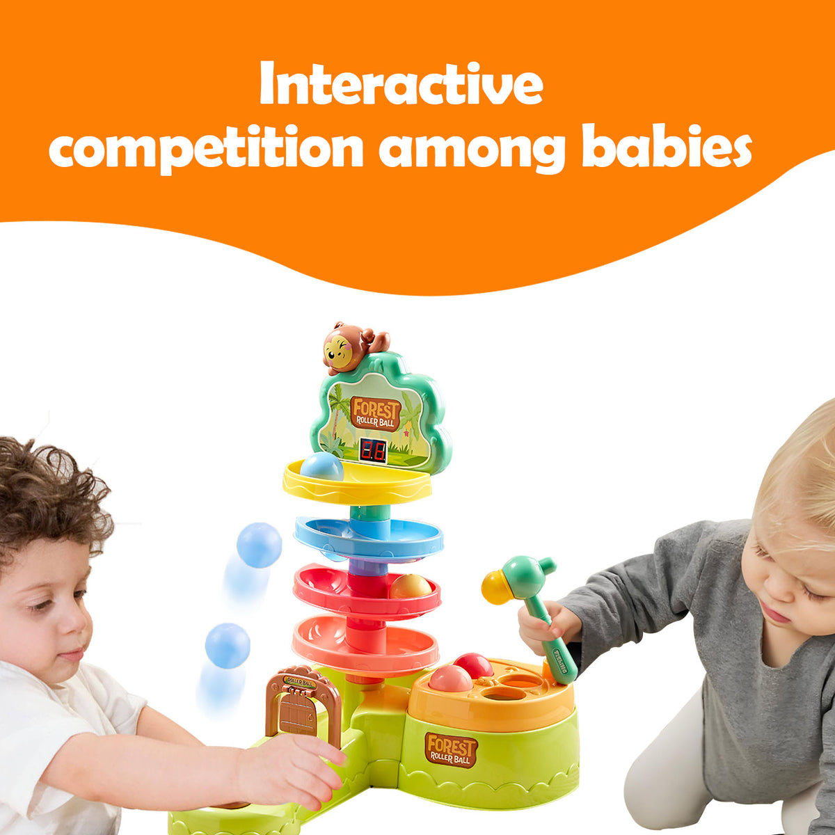 Ponilyer 3-in-1 Toddler Montessori Toys, Hammer Pound Balls, Shoot Balls Game, Ball Drop Toys for 1-3 Years Old, 1 Year Old Toys for Boys