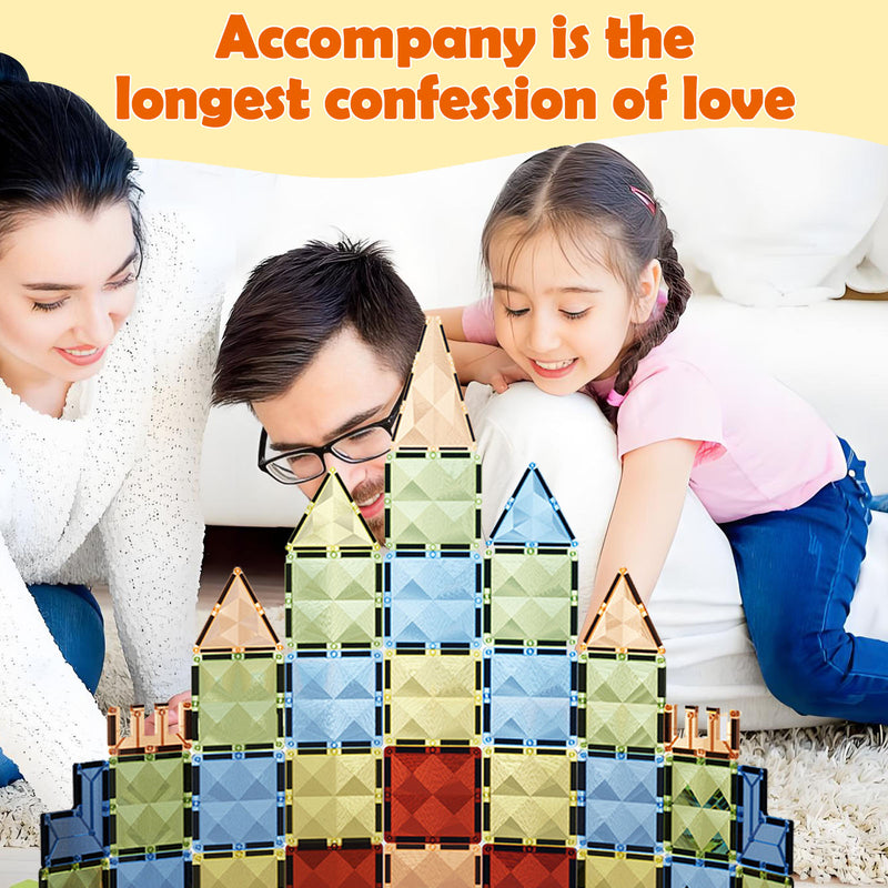 100PCS Magnetic Tile Building Set for Kids with 2 Car Bases
