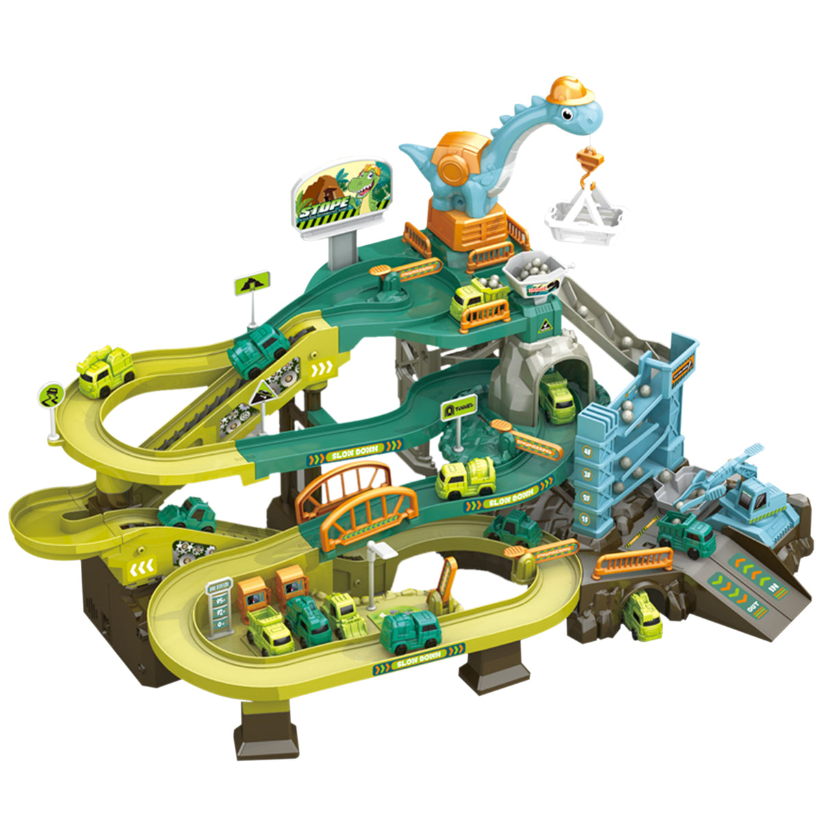 Dinosaur Adventure Parking Garage Track Set