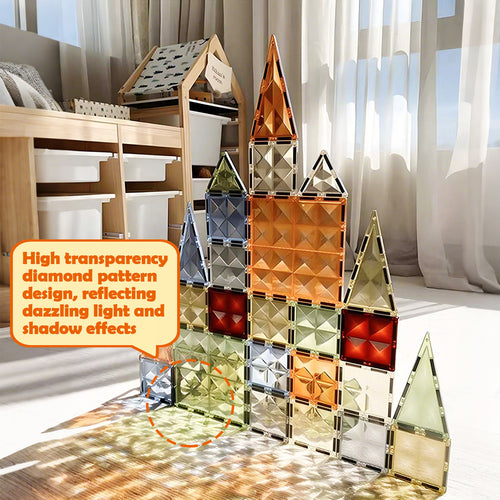 100PCS Magnetic Tile Building Set for Kids with 2 Car Bases