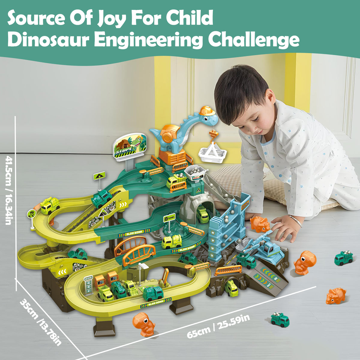 Dinosaur Adventure Parking Garage Track Set