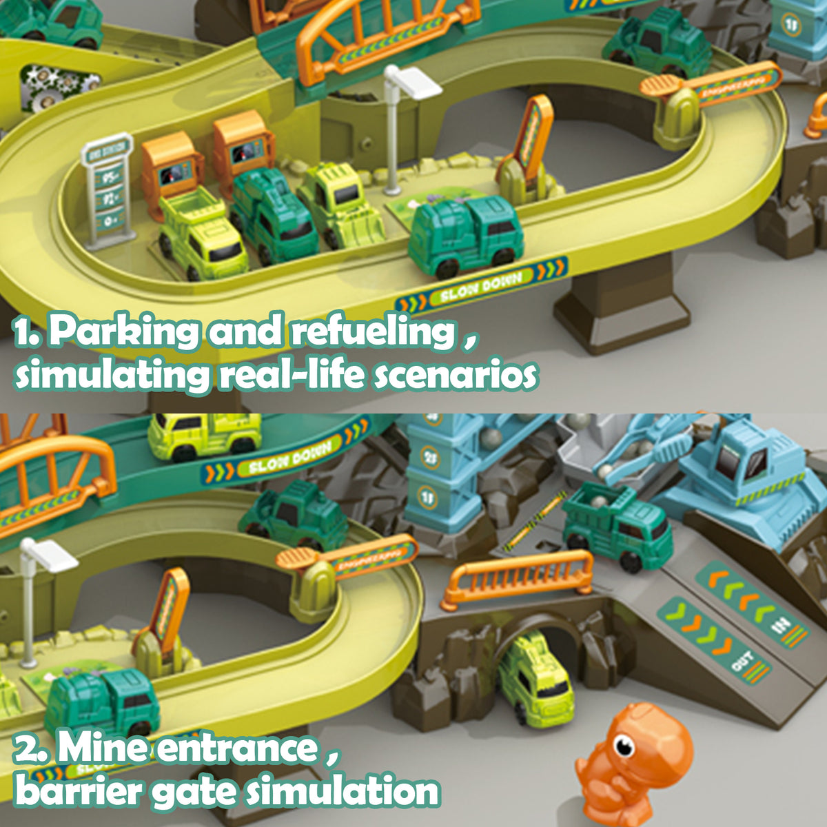 Dinosaur Adventure Parking Garage Track Set