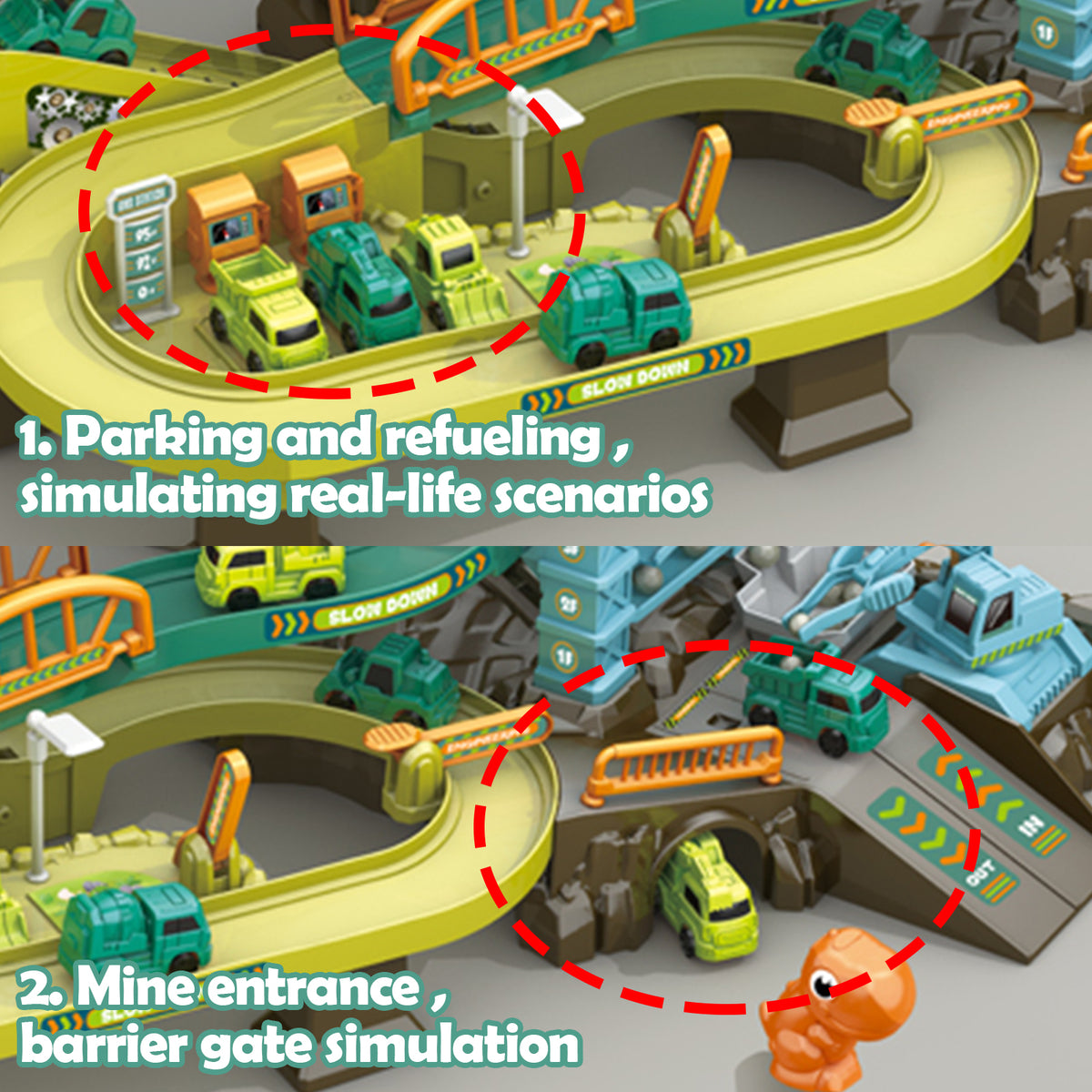 Dinosaur Adventure Parking Garage Track Set