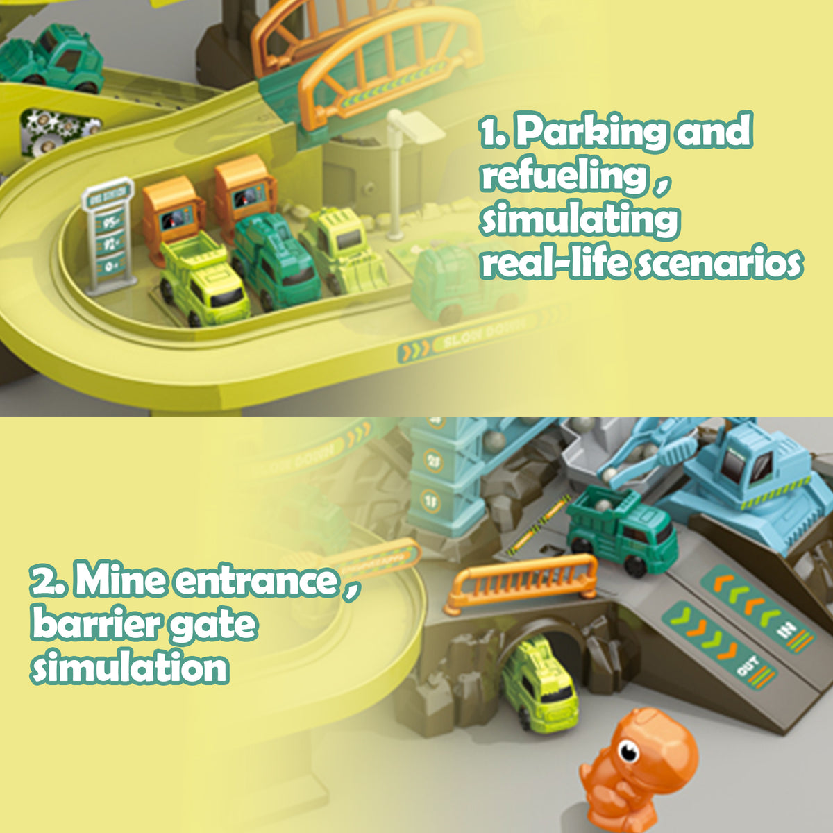 Dinosaur Adventure Parking Garage Track Set