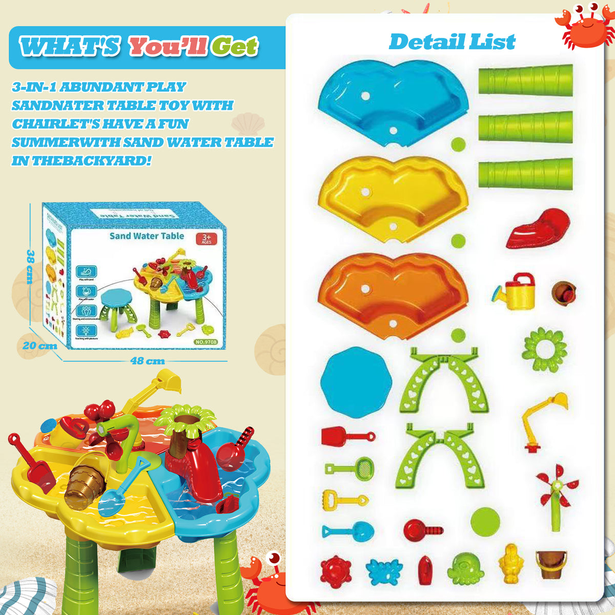 Dual-Sided Water and Sand Activity Table